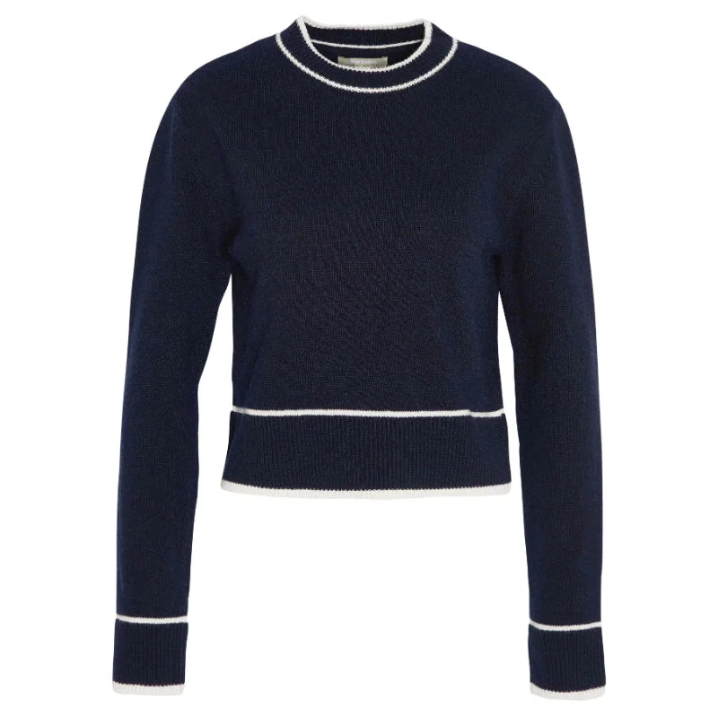 Barbour Rochelle Knitted Ladies Jumper - Navy Lace Blend Ribbed Blend Corduroy Blend