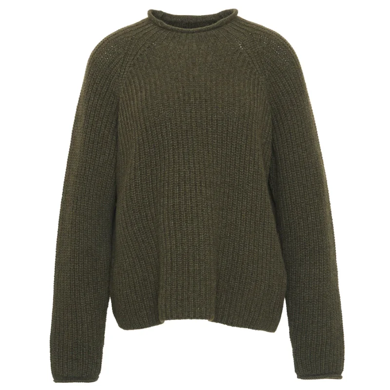 Barbour Willows Knitted Ladies Jumper - Olive Polka Dot Checkered Tartan