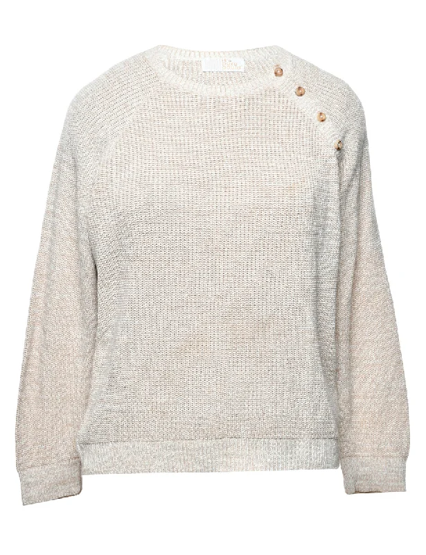 Fine Knit Jumper - L Mesh Blend Leather Blend Suede Blend