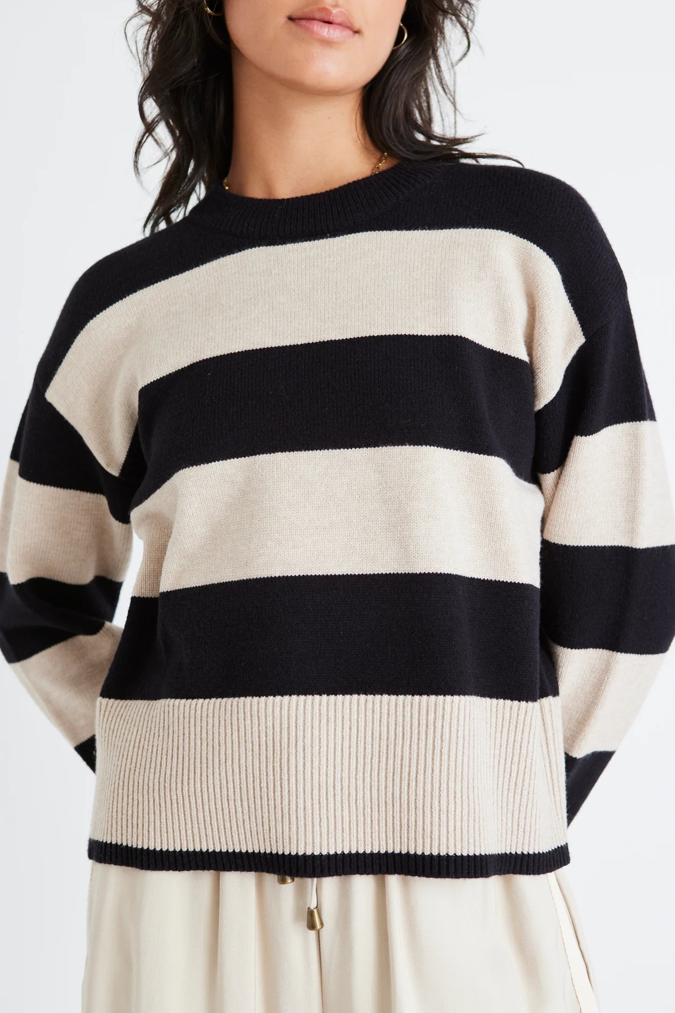 Gravity Black and Stone Stripe Jumper Layered Multi-layer Single Layer