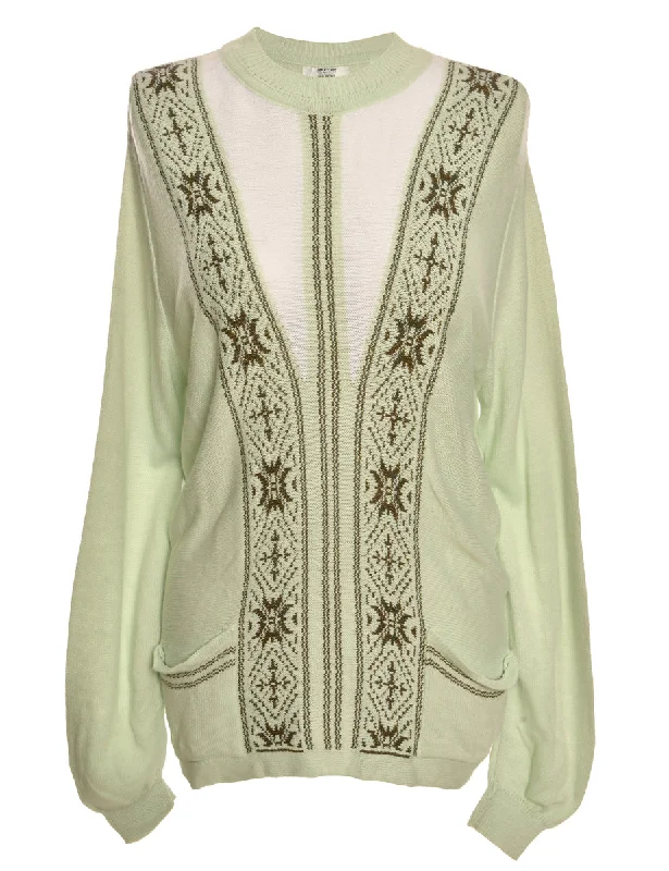 Lurex Thread Pattern Jumper - L Long Sweater Short Sweater Cropped Sweater