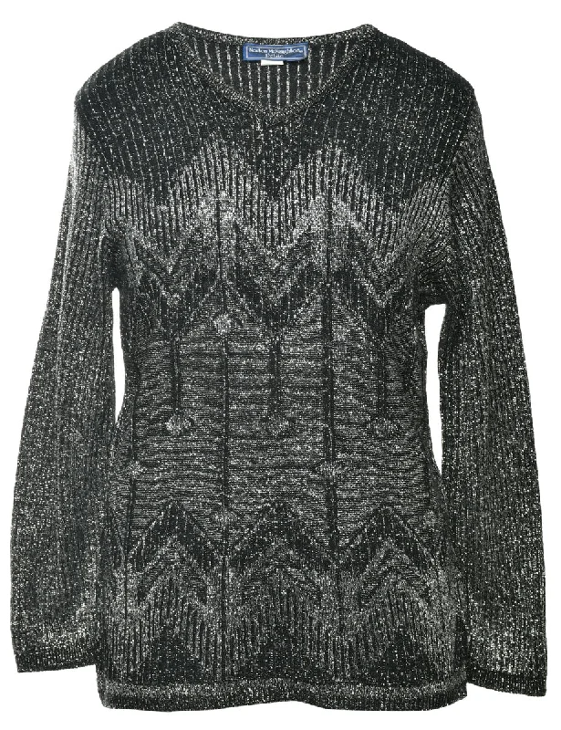 Lurex Thread Pattern Jumper - S Iron Safe Non-Iron Wrinkle Free
