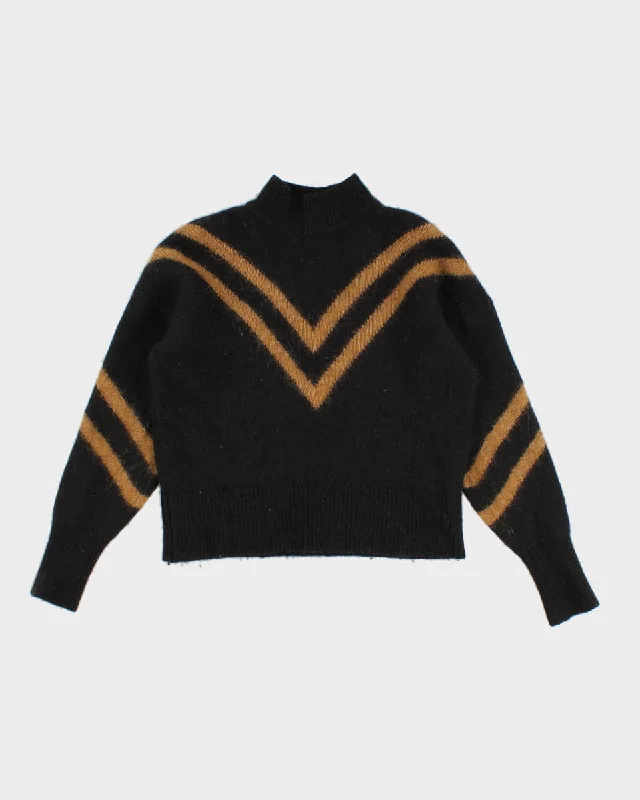 Other Stories Black Knit Jumper - XS Graphic Sweater Embroidered Appliqued