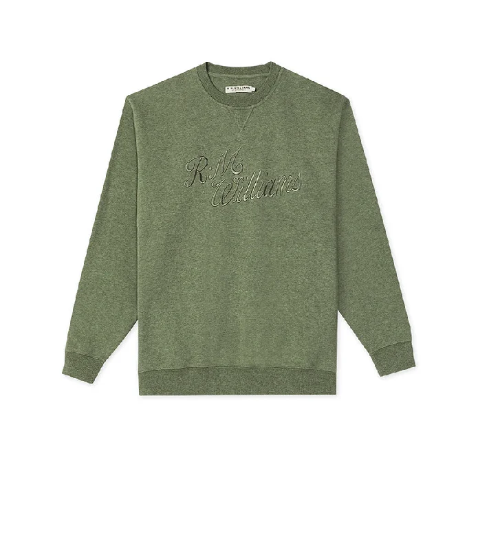 R.M.W. Script Crew Neck Jumper - Khaki Seamless Knitted Crochet
