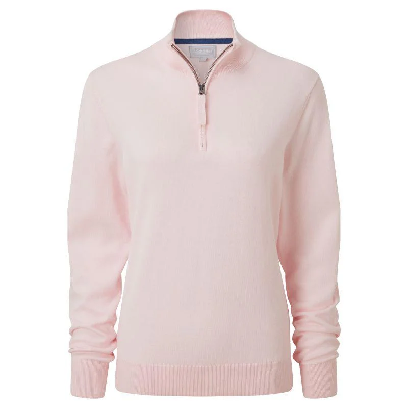 Schoffel Polperro Pima 1/4 Zip Ladies Jumper - Blush Thin Thick Dense