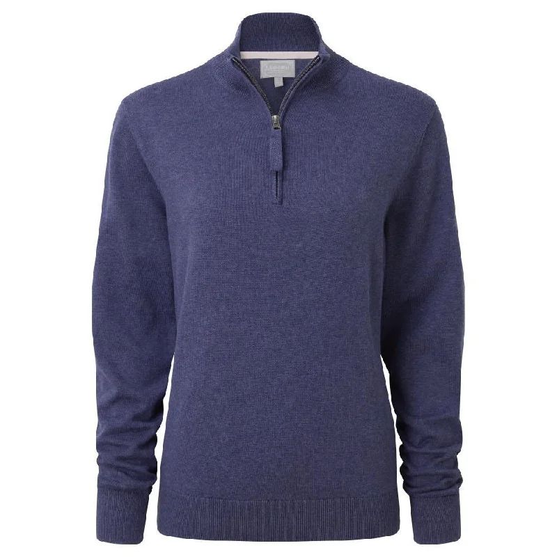 Schoffel Polperro Pima 1/4 Zip Ladies Jumper - French Navy Glossy Satin Silk