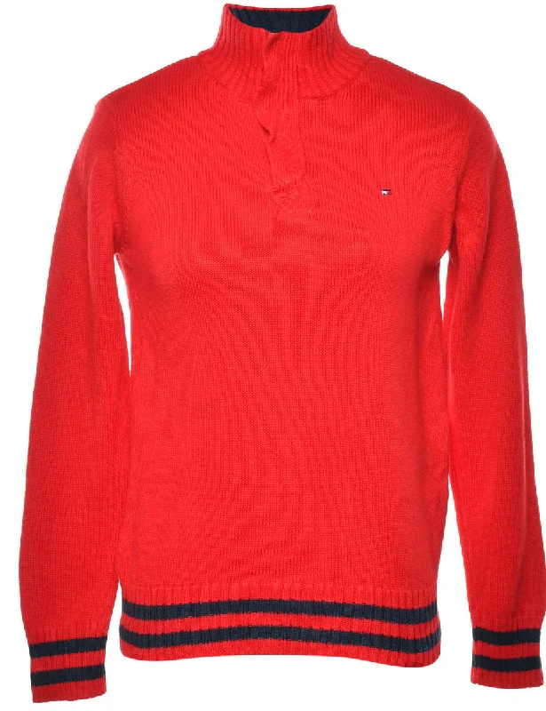Tommy Hilfiger Quarter Zip Jumper - M Hooded Sweater Collared Sweater Shawl Collar