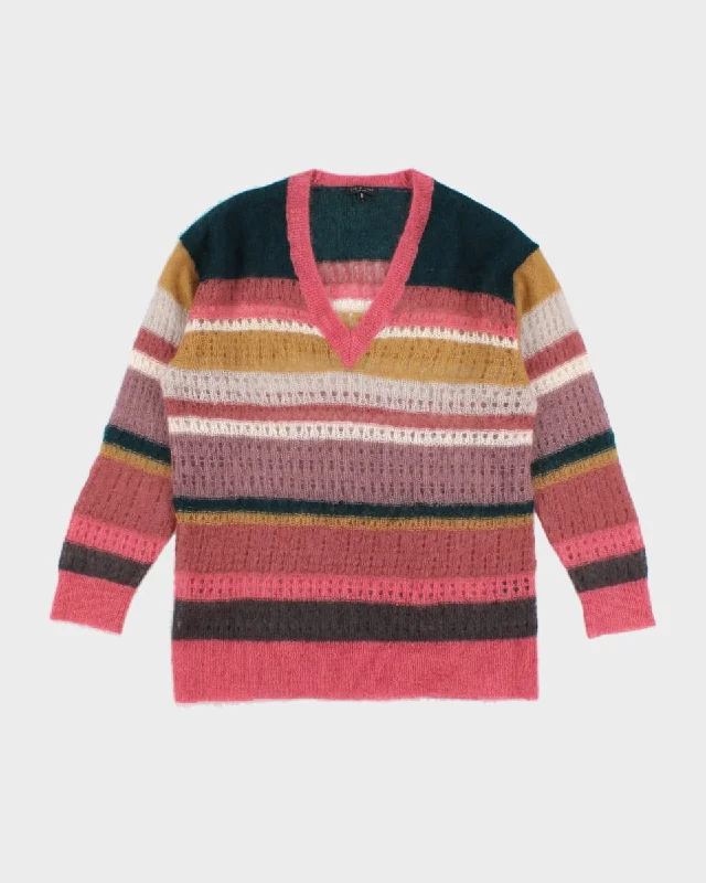 Women's Rag and Bone Light Weight Knit Jumper - M Print Jacquard Patchwork