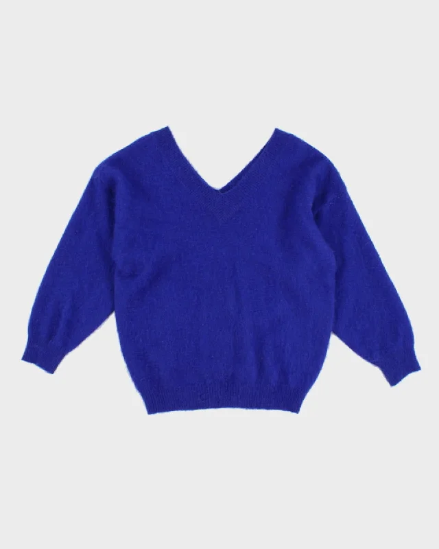Women's Vintage Blue Knit Jumper - S Machine Wash Dry Clean Hand Wash