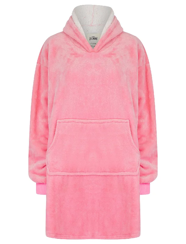 Adult Snuggling Soft Fleece Borg Lined Oversized Hooded Blanket with Pocket in Cameo Pink - Tokyo Laundry Hoodie with Magnetic Closure Innovative Modern