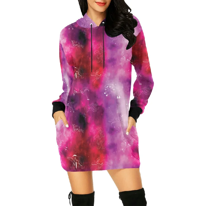 Animal Ancestors 8 Gaseous Clouds Pink and Red Hoodie Dress Hoodie with Gradient Ombre Colorful