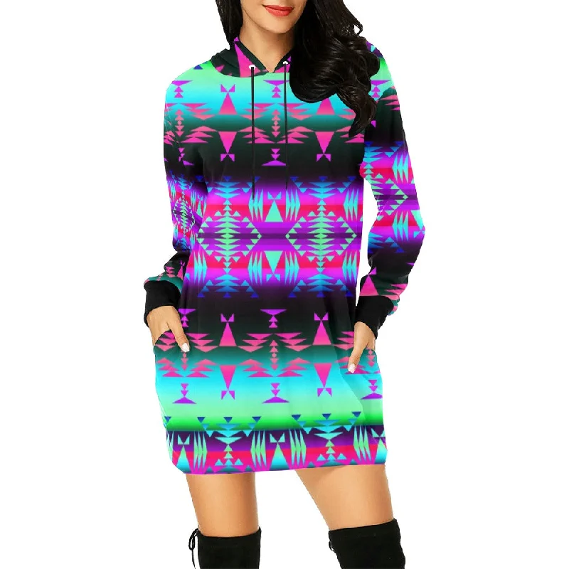 Between the Rocky Mountains Hoodie Dress Hoodie with Exposed Zipper Edgy Industrial