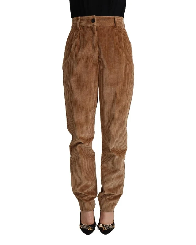 Dolce & Gabbana  Women's Camel Corduroy Pants Classic Chino Pants