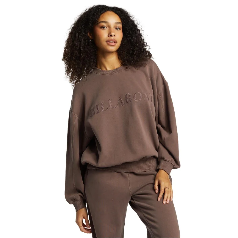 Billabong Womens Palmin Relaxed Fit Sweatshirt Hoodie with Hem Frayed Vintage Worn