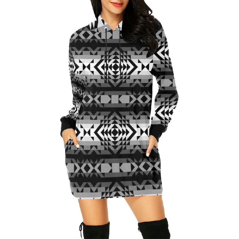 Black Rose Shadow Hoodie Dress Hoodie with Thumb Holes Functional Cozy