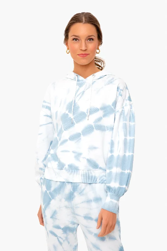 Blue Agave Eva Spiral Tie Dye Sweatshirt Hoodie with Double Zipper Versatile Adjustable Blue Agave Eva Spiral Tie Dye Sweatshirt Hoodie with Double Zipper Versatile Adjustable
