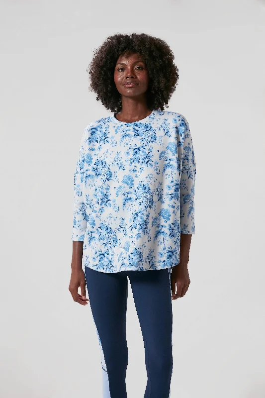 Blue Bouquet Ally Swing Sweatshirt Hoodie with Cuffed Sleeves Snug Secure