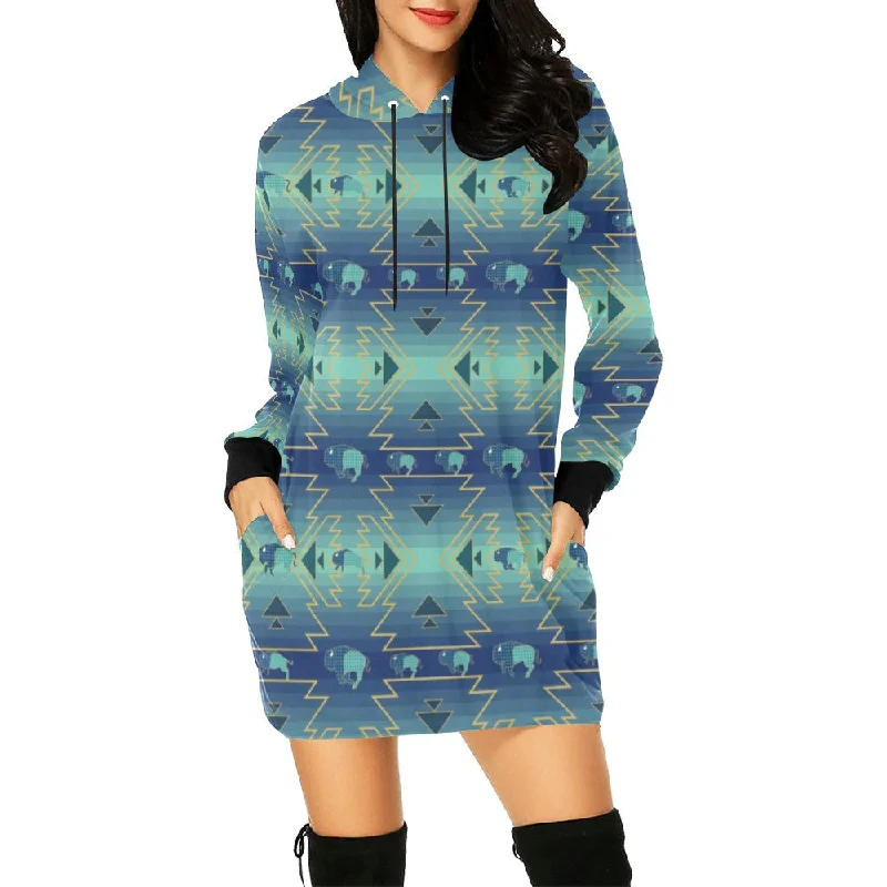 Buffalo Run Hoodie Dress Hoodie with Camouflage Military Edgy