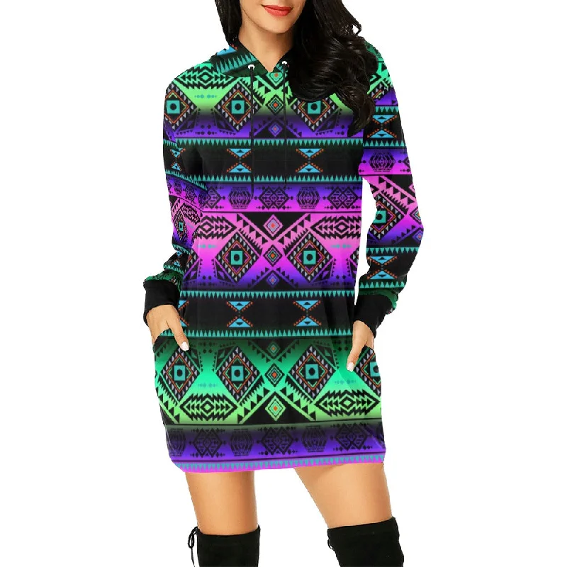 California Coast Sunrise Hoodie Dress Hoodie with Slit Hem Functional Movement