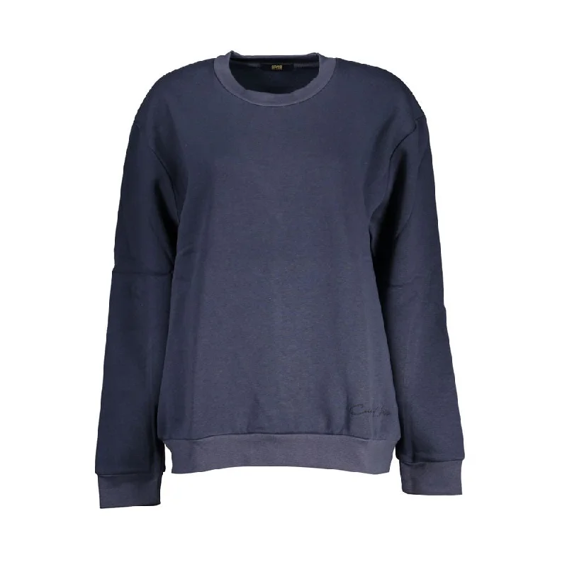 Chic Blue Embroidered Fleece Sweatshirt Hoodie with Logo Branding Identity