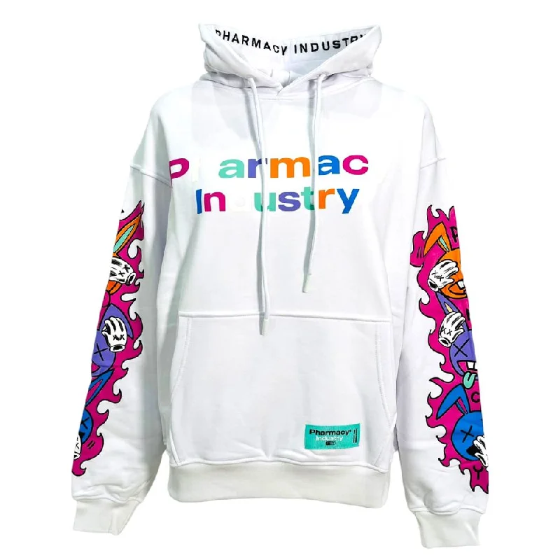 Chic Cotton Hoodie with Graphic Sleeve Prints Hoodie with Front Slit Layering Stylish