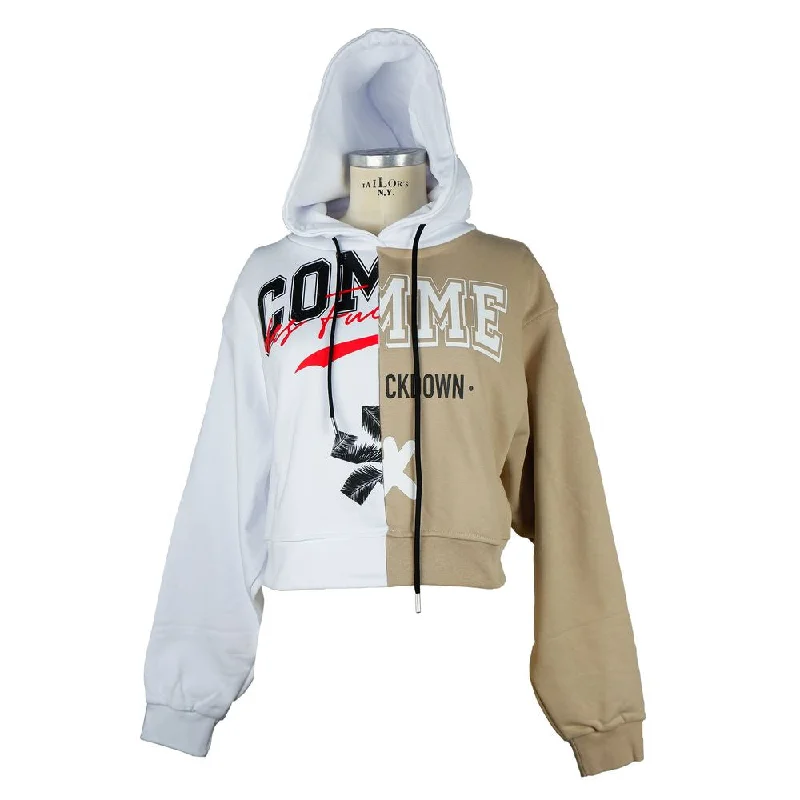 Chic Two-Tone Graphic Hooded Sweatshirt Hoodie with Magnetic Closure Innovative Modern