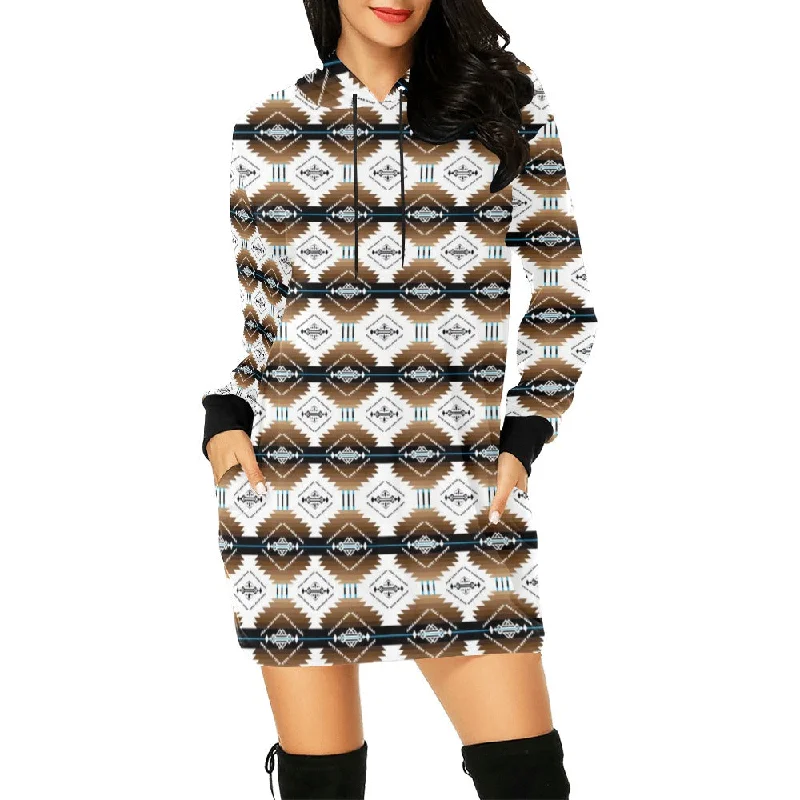 Cofitichequi White Hoodie Dress Hoodie with Illustration Artistic Creative