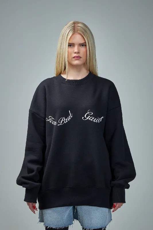 Crewneck Cotton Sweatshirt "Jean Paul Gaultier" Hoodie with Hood Adjustable Protection