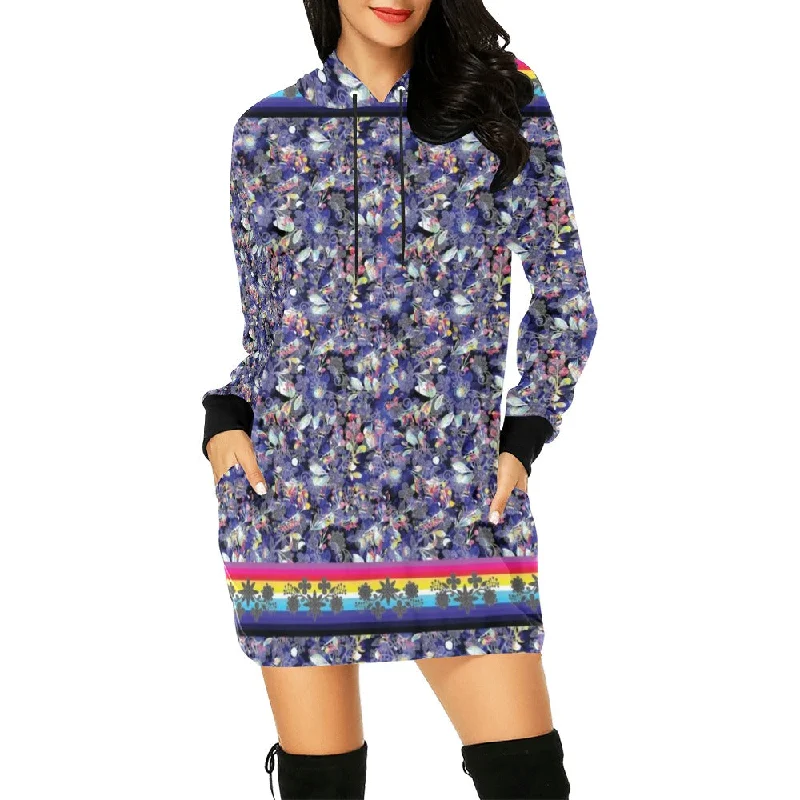 Culture in Nature Blue Hoodie Dress Hoodie with Drawstring Waist Adjustable Fitted