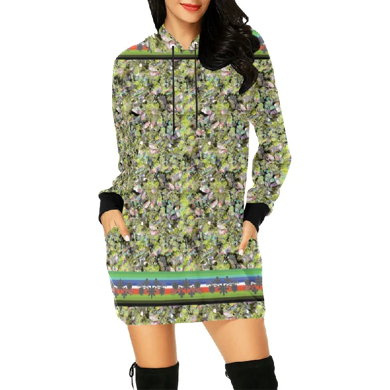 Culture in Nature Green Leaf Hoodie Dress Hoodie with Side Slits Relaxed Casual