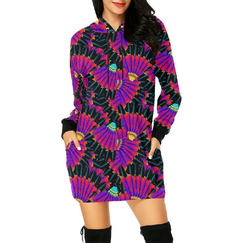 Eagle Feather Remix Hoodie Dress Hoodie with Typography Text Message