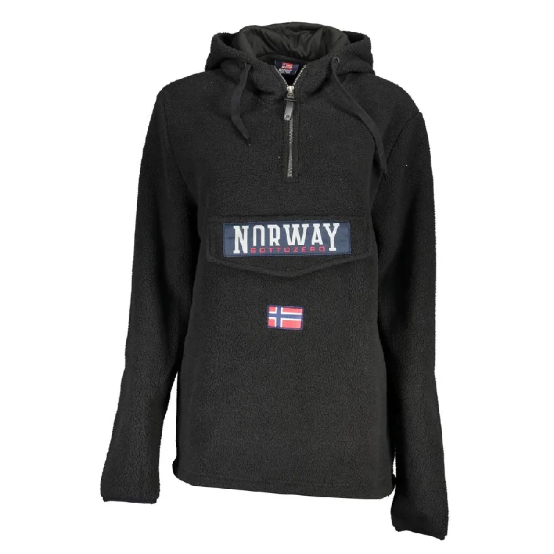 Elegant Black Half Zip Hooded Sweatshirt Hoodie with Raw Hem Edgy Unfinished