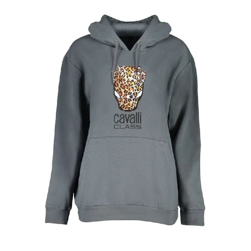 Elegant Hooded Fleece Sweatshirt in Gray Hoodie with Button Placket Classic Preppy