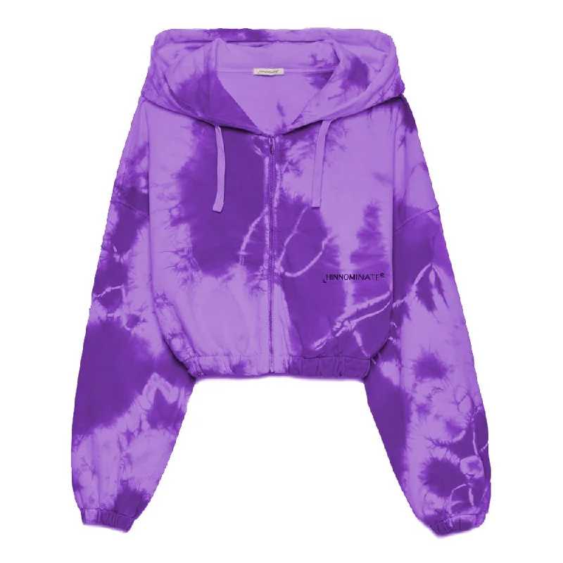 Elegant Purple Hooded Sweatshirt with Logo Print Hoodie with Ribbed Cuffs Snug Fit Comfort