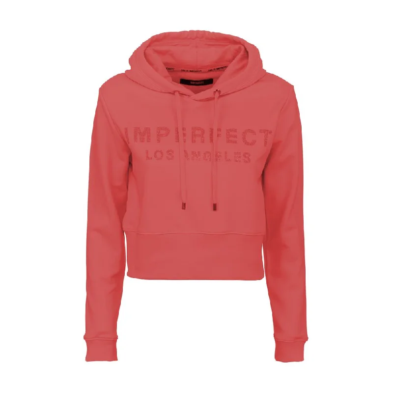 Red Cotton Women's Hoodie Hoodie with High-Low Hem Asymmetrical Trendy