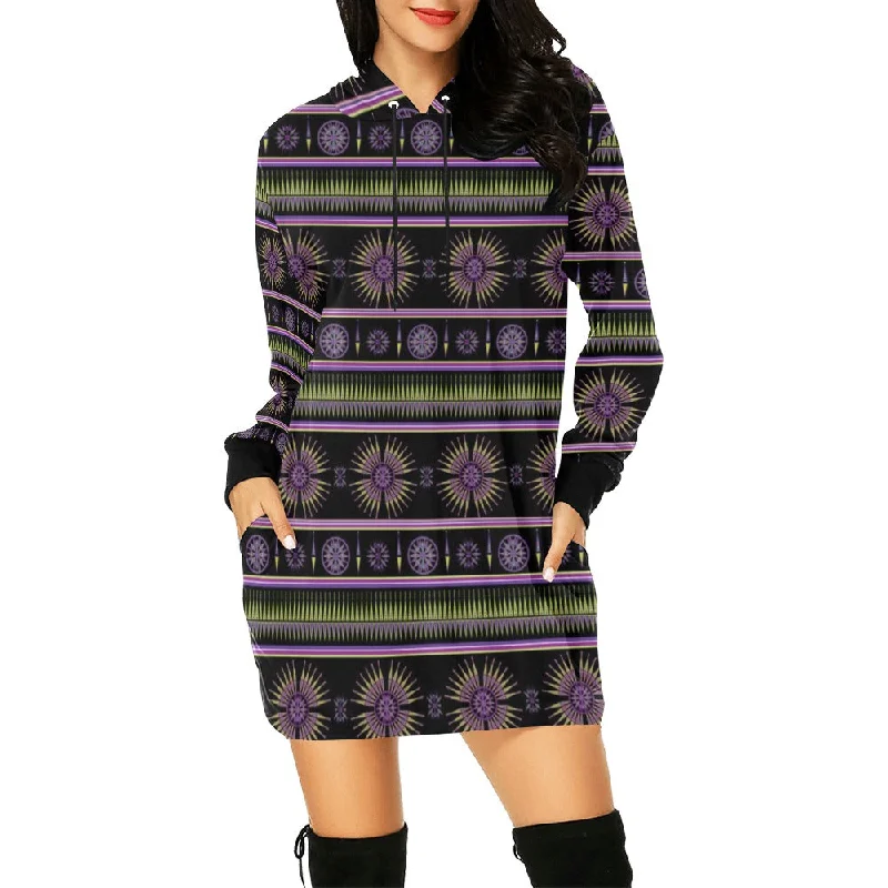 Evening Feather Wheel Hoodie Dress Hoodie with Monochrome Minimalist Simple