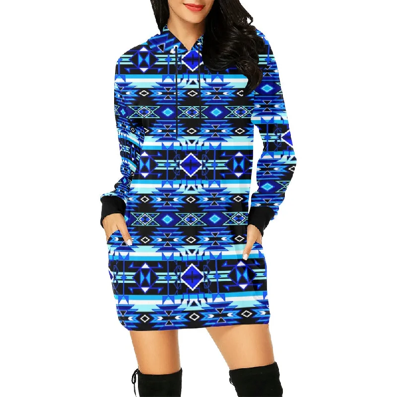 Force of Nature Winter Night Hoodie Dress Hoodie with Ribbed Neckline Snug Warm
