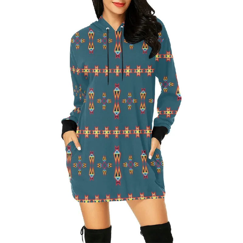 Four Directions Lodges Ocean Hoodie Dress Hoodie with V-Neck Classic Versatile