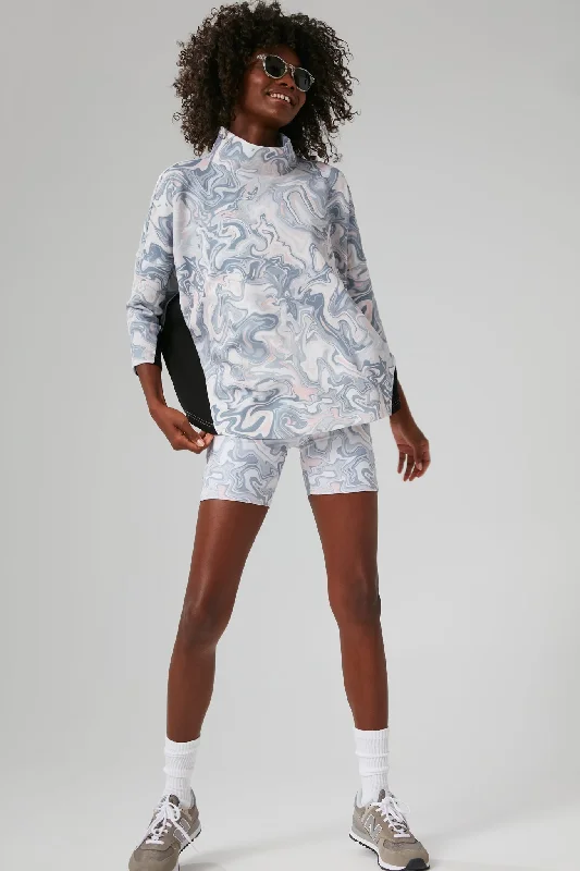 Hazy Marble Ally Swing Sweatshirt Hoodie with Lace Feminine Delicate
