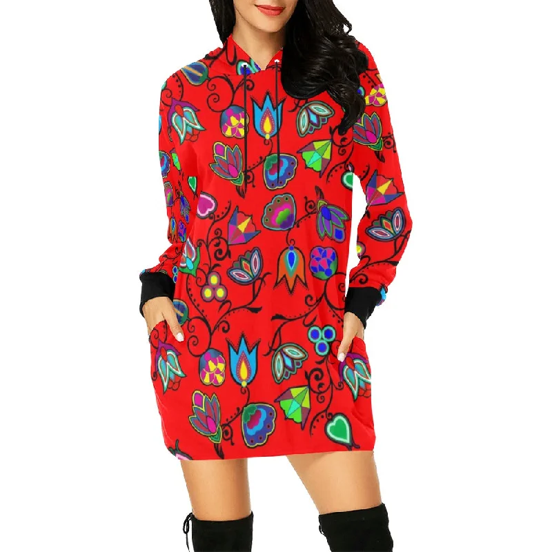 Indigenous Paisley Dahlia Hoodie Dress Hoodie with Exposed Zipper Edgy Industrial