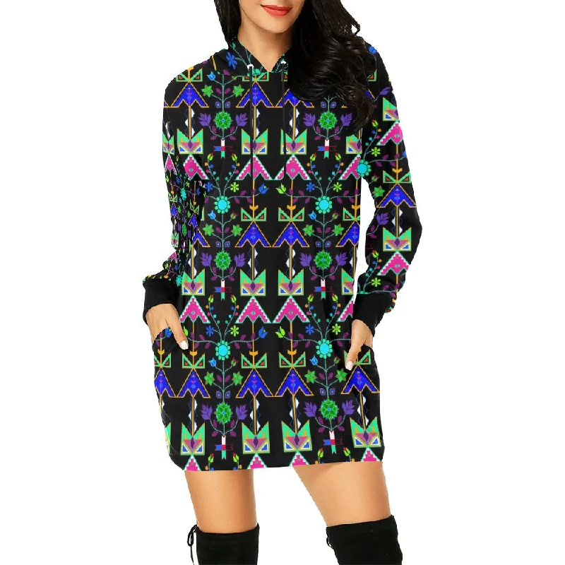Itaopi Black Hoodie Dress Hoodie with Hem Contrast Bold Stylish