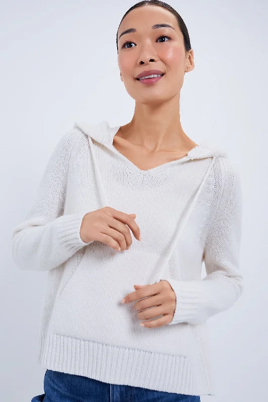 Ivory Grayson Cashmere Hoodie Hoodie Jacket Zipper Layering