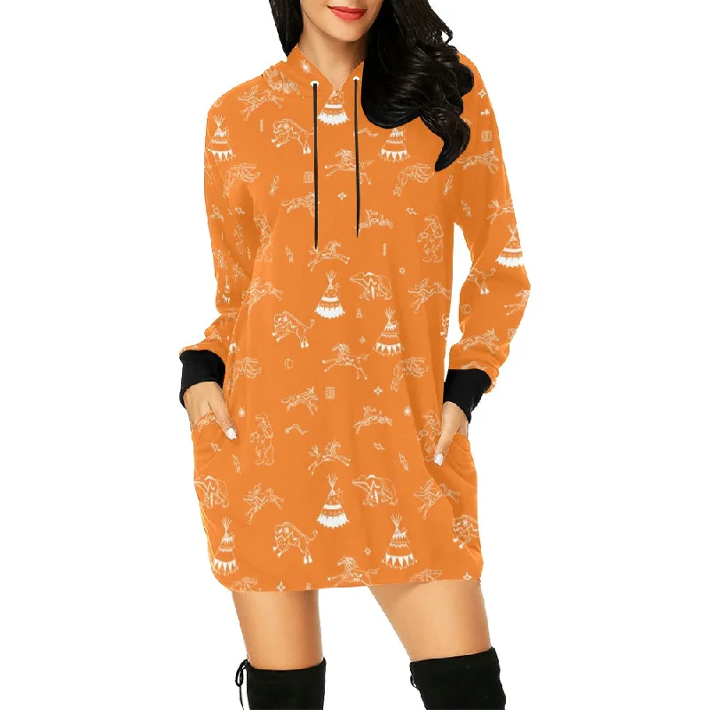 Ledger Dabbles Orange Hoodie Dress Hoodie with Zipper Versatile Modern