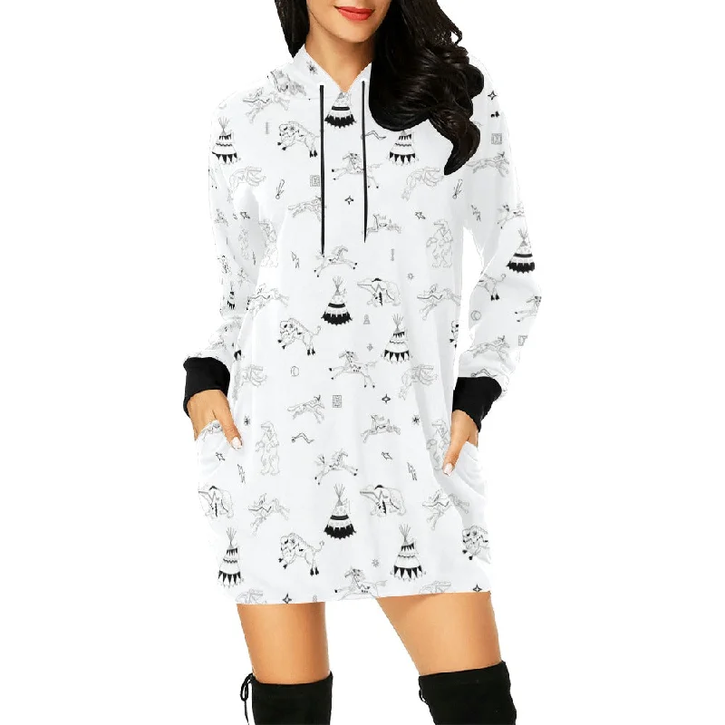 Ledger Dabbles White Hoodie Dress Hoodie with Typography Text Message
