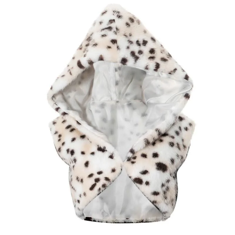 Leopard print fluffy hoodie crop top Hoodie with Hem Raw Edge Edgy Unfinished
