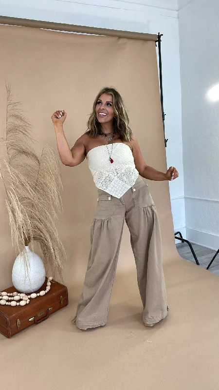 Proud to Parachute Pants, Brown Formal Wide-Leg Pants