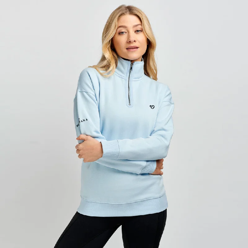 Mochara Ladies Half Zip Sweatshirt Hoodie with Color Block Contrast Stylish