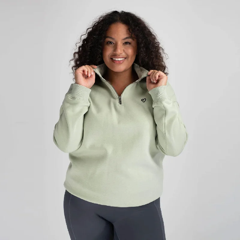 Mochara Ladies Half Zip Sweatshirt Hoodie with Emblem Brand Identity