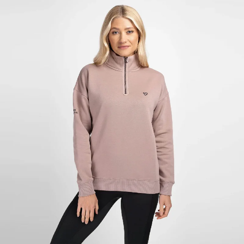 Mochara Ladies Half Zip Sweatshirt Hoodie with Button Classic Timeless