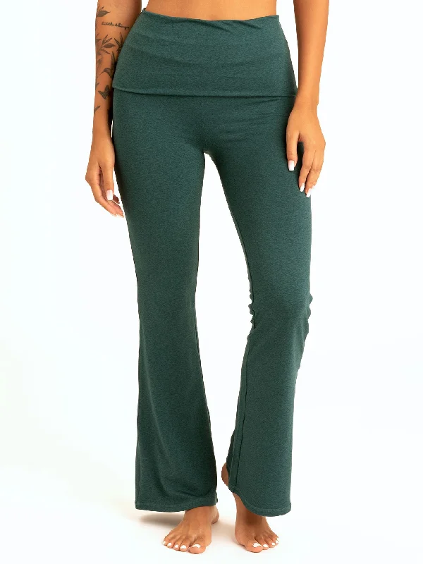 Monica Foldover Studio Pant Slim-Fit Khaki Pants